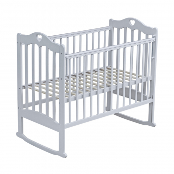 Детская кроватка Мой Малыш "Barney 5"  (колесо-качалка) массив березы — белый