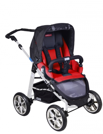 Прогулочная  коляска Patron Fenix 4XC-S (серебряная рама)  — gento chili red 628