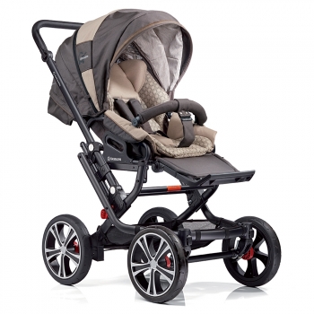 Прогулочная коляска Gesslein F10 Air+ с накидкой на ножки — Темно-коричневый/Бежевый