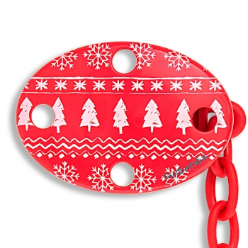 Держатель Suavinex "Winter collection" с овальным зажимом — крас.ёлочки