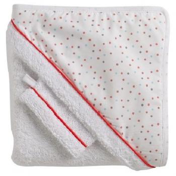 Махровое полотенце с уголком и варежка для купания Red Castle Hooded Towel — Dots