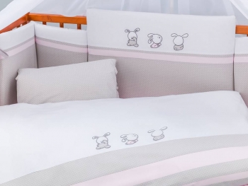 Комплект постельного белья Lepre Bunny 6 предметов (125*65) — 173 серый/розовый