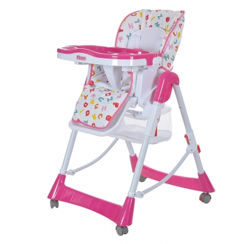 Стульчик для кормления Pituso Nino — WHITE-PINK LETTERS (АЛФАВИТ), белый/розов