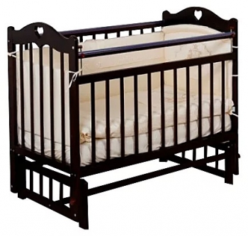 Детская кроватка Farfello Incanto Sofi с сердечком (продольный маятник) — темная