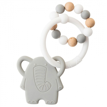 Прорезыватель Nattou Lapidou силикон/дерево — Слоник и Бусинки 879637