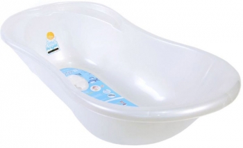 Ванночка детская Littel Angel "Ангел" со сливом и термометром 84 см — белый перламутр