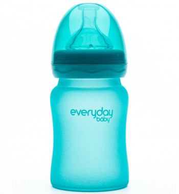 Стеклянная бутылочка с индикатором температуры и защитным силиконовым покрытием Everyday Baby 150 мл