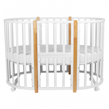 Детская кроватка Indigo "Born" 7в1 массив березы — белый-натуральный NEW