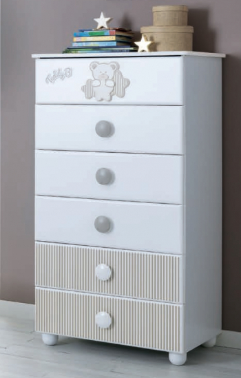 Тумба Pali Teddy B 6 ящиков — Белый/Серо-песочный