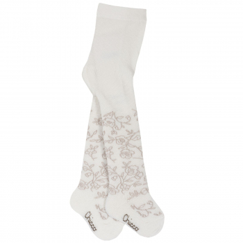 Колготки (2 пары) Chicco, для девочек, с цветочками, цвет белый