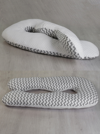 Подушка для беременных Amarobaby 340х72 зигзаг — серый