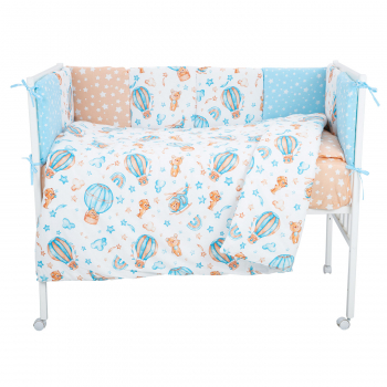 Комплект в кроватку Альма-няня 6 предметов "Подушечки" — голубые Шарики NEW