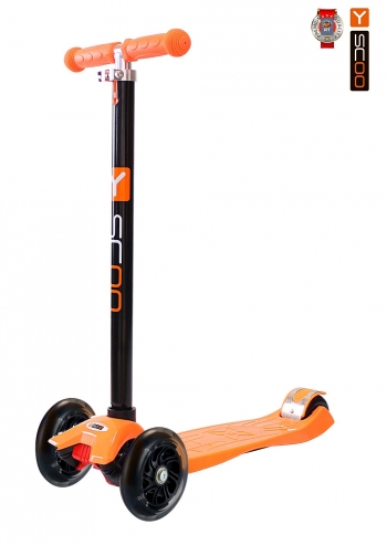 Самокат Y-SCOO maxi A-20 Shine со светящими колесами — orange