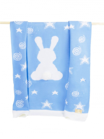 Плед вязаный Ma Licorne 1х1 м. "Lapin" — Bleu (голубой)