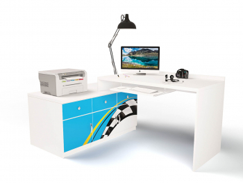 Стол модульный Г Тумба 400 ABC-KING LA-MAN (голубой) — правый