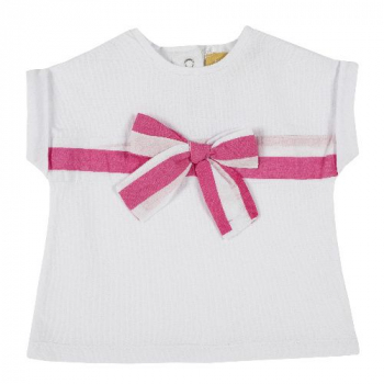 Футболка Chicco, бант (бело-розовый)