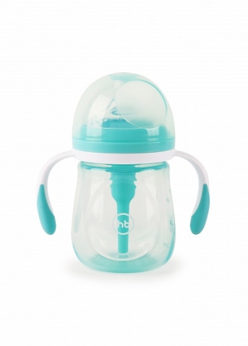 Бутылочка антиколиковая с ручками и силиконовой соской Happy Baby (180 мл.) — mint
