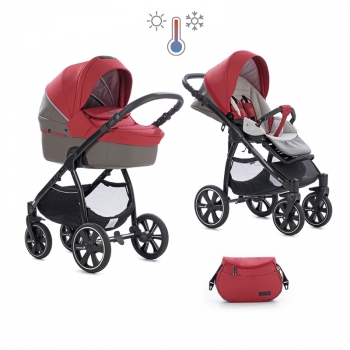 Коляска 2 в 1 Noordi Fjordi Sport Melange Leather — Scarlet 844