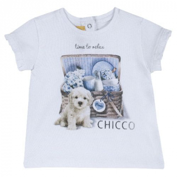 Футболка Chicco, принт щенок time to relax (белый)