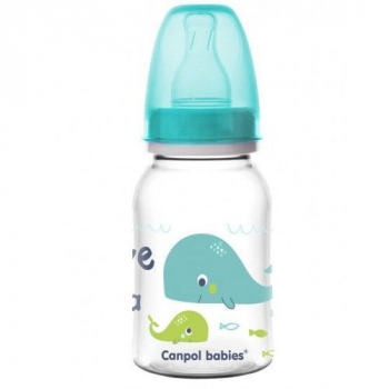 Бутылочка с узким горлышком Canpol Love&Sea арт. 59/300, PP, 3м+, 120 мл — бирюзовый