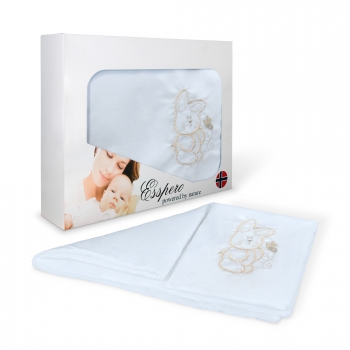 Комплект постельного белья в коляску Esspero Lui 5 предметов — Зайка Голубой