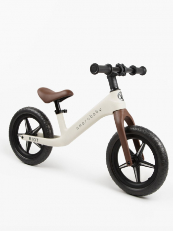 Двухколесный беговел Amarobaby Riot — Белый/Коричневый