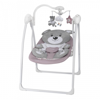 Электрокачели Indigo TEDDY (0-9 кг), с адаптером, п/у, 12 мел., 5 скоростей, москитка — Розовый