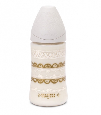 Бутылка Suavinex "Haute Couture NEW" от 0+ 270мл  с силиконовой круглой соской — белый