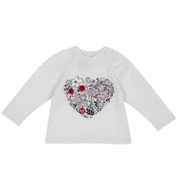 Лонгслив Chicco, принт Сердце, для девочек, цвет белый — Белый, р.98