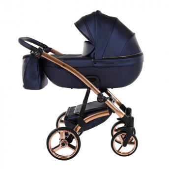 Коляска 2 в 1 Tako Laret Premium GT — TLPGT-05 (кожа темно синяя/короб темно синий/рама медь)