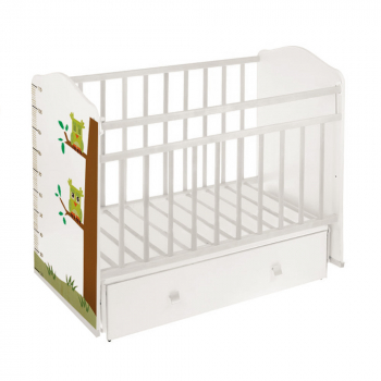 Детская кроватка ВДК "Морозко" (маятник) — белый-белый Совы