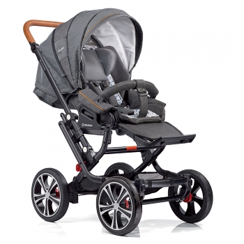 Прогулочная коляска Gesslein F10 Air+ с накидкой на ножки — Темно-серый/Полоска