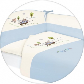 Постельное бельё Ceba Baby с вышивкой 3 предмета — In My Car Blue