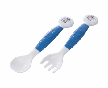 Набор вилка и ложка гибкие Canpol Little cow 12 мес., арт. 56/580 — синий