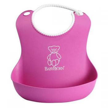 Нагрудник мягкий пластиковый для кормления ребенка BabyBjorn — розовый
