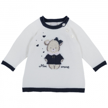 Платье вязаное Chicco, длинный рукав, цвет белый — Белый, р.86