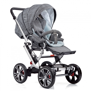 Прогулочная коляска Gesslein F10 Air+ с накидкой на ножки — Серая клетка