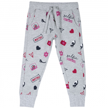 Брюки Chicco принт Глазики, для девочки — размер 116, цвет серый