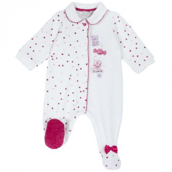 Комбинезон Chicco принт Мишка и Конфетка, для девочек, цвет белый