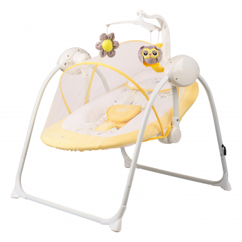 Электрокачели Indigo STAR (0-9 кг), с адаптером, п/у, 12 мел.,5 скоростей,москитка — Желтый