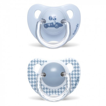 Набор Suavinex пустышек 2шт. с силикон.анатомичес.соской от 6 до 18мес "TOY" — голубая машинка
