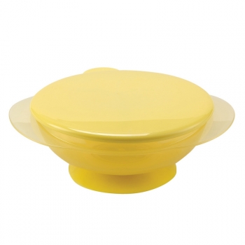 Тарелка на присоске с крышкой Happy Baby — Yellow