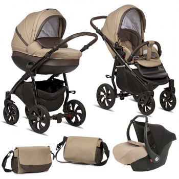 Коляска 3 в 1 Tutis Nanni — Капучино+Кожа Тем.Коричневая