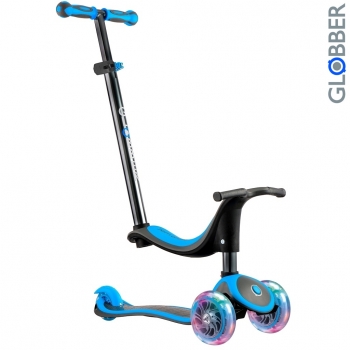 Самокат Globber MY FREE 4 IN 1 TITANIUM LIGHTS (свет.колеса) — Голубой