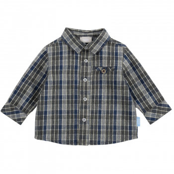 Рубашка Chicco, расцветка серо-синяя в клетку — Серо-синий, р.92