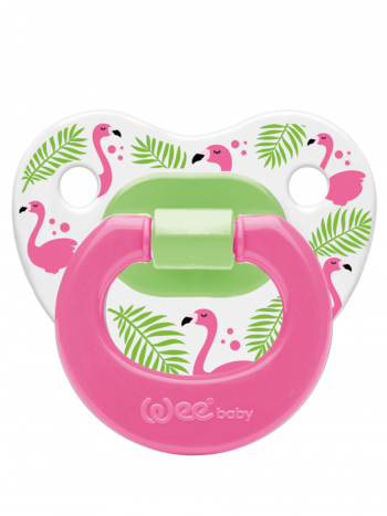 Ортодонтическая соска-пустышка WeeBaby с рисунком, с 18 месяцев — розовый