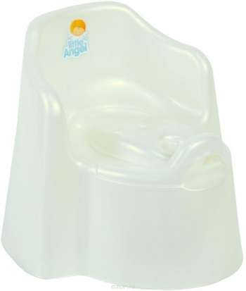 Горшок детский Little Angel "Littie king", с крышкой — белый перламутр