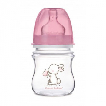 Бутылочка Canpol EasyStart Little cuties PP, шир. горл., антикол., 120 мл, 0+, арт. 35/218 — розовый