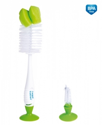 Ершик для мытья бутылочек и сосок Canpol с подставкой-присоской арт. 56/122 — зеленый