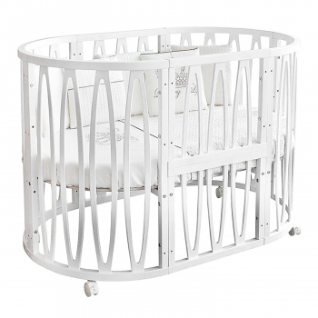 Детская кроватка Indigo "Нарру Bambini" 7в1 массив березы — белый